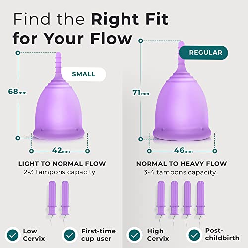 CareCup Menstrual Cups - Set of 2 Reusable Period Cups - Premium Design with Soft, Flexible